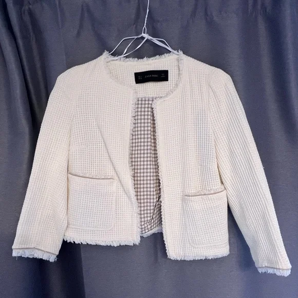 Zara Frayed Structured Jacket - Picture 4 of 6
